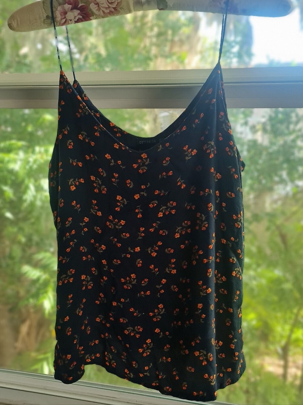 DONATING SOON! Cotton On Navy Camisole with Small Orange Floral Print